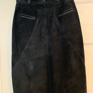 Italian leather suede skirt, navy size 2.
